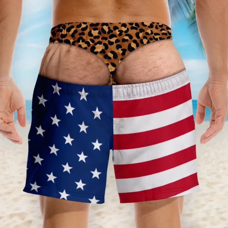 Lustige Herren-Badeshorts mit optischer Täuschung – Perfekt für Party & Urlaub