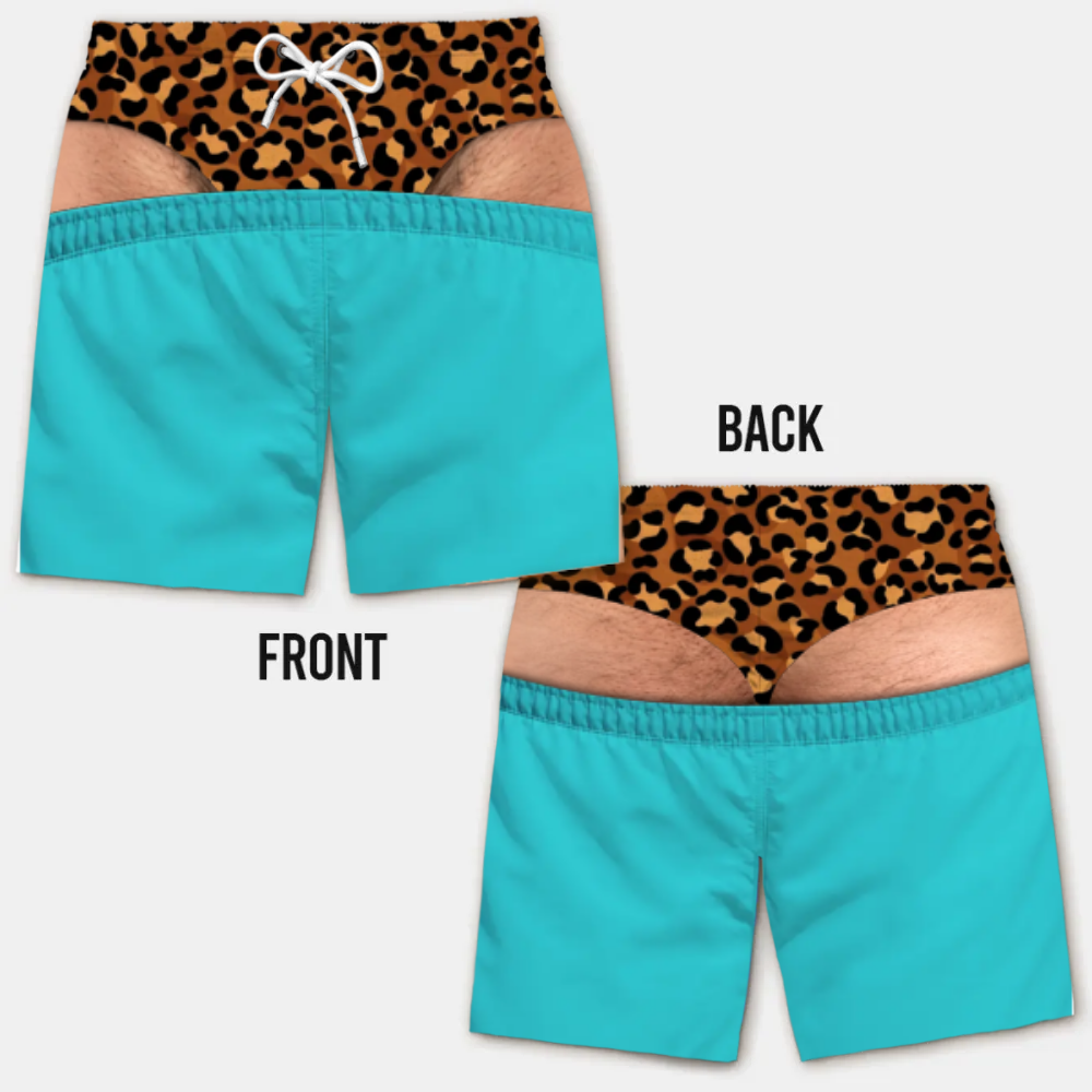 Lustige Herren-Badeshorts mit optischer Täuschung – Perfekt für Party & Urlaub