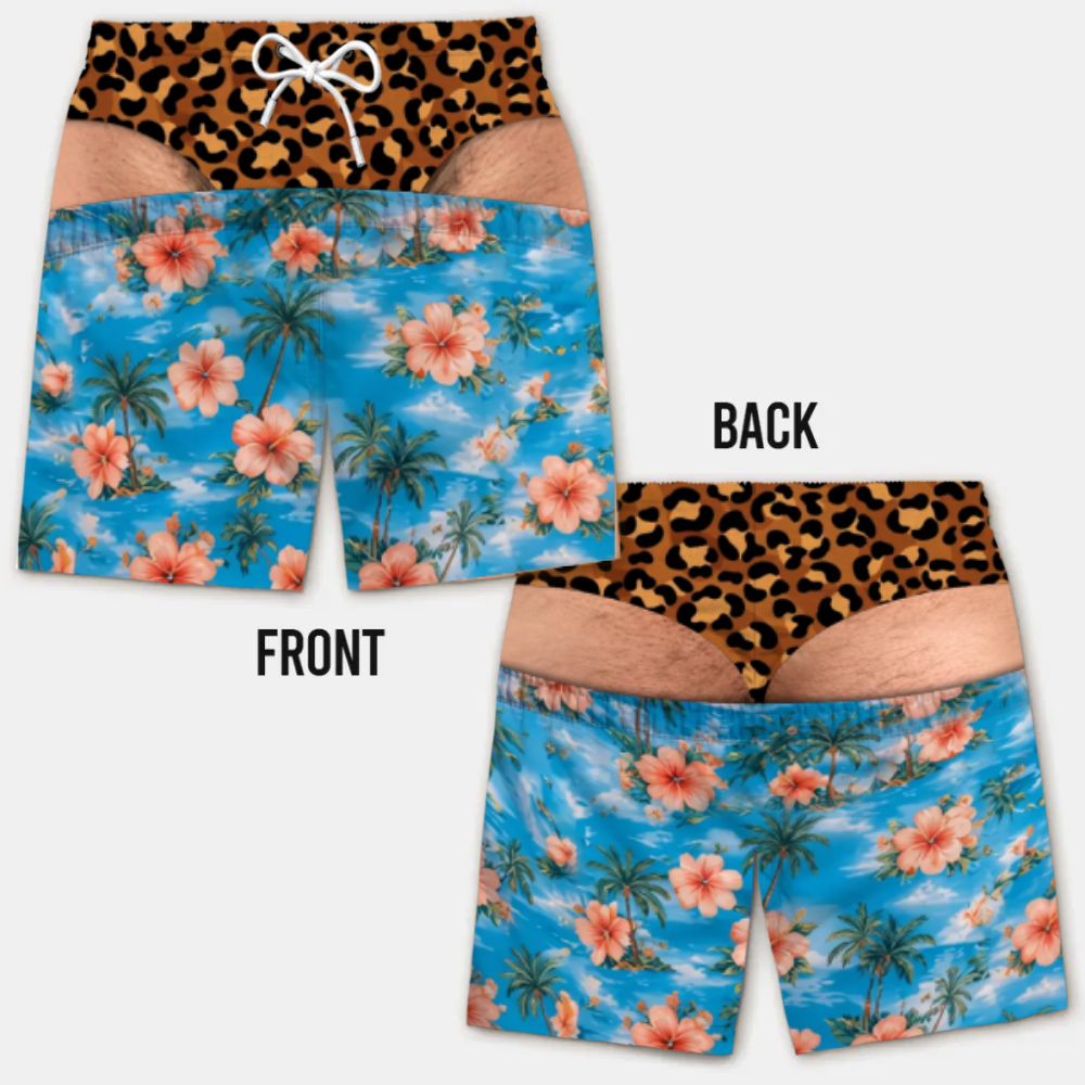 Lustige Herren-Badeshorts mit optischer Täuschung – Perfekt für Party & Urlaub