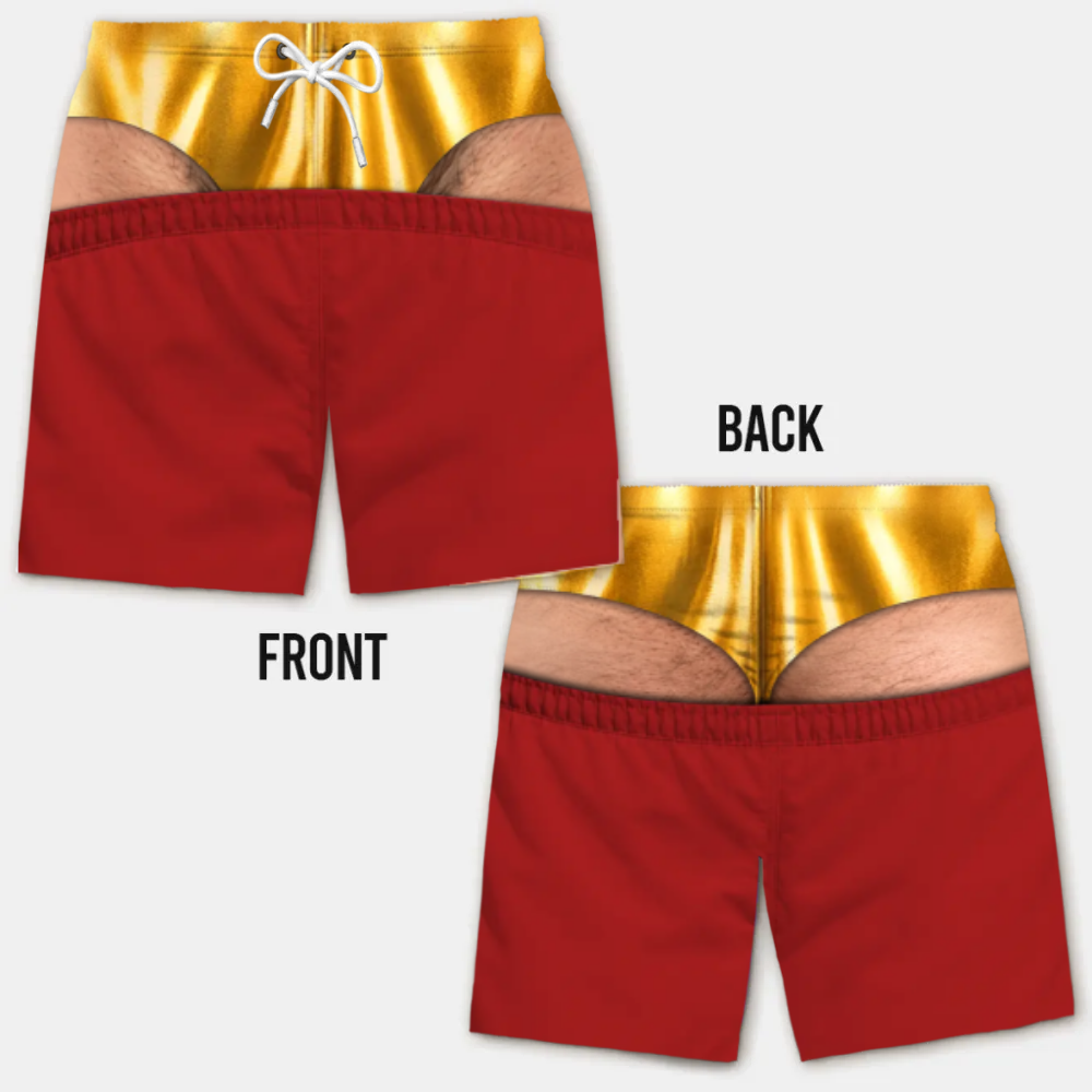 Lustige Herren-Badeshorts mit optischer Täuschung – Perfekt für Party & Urlaub